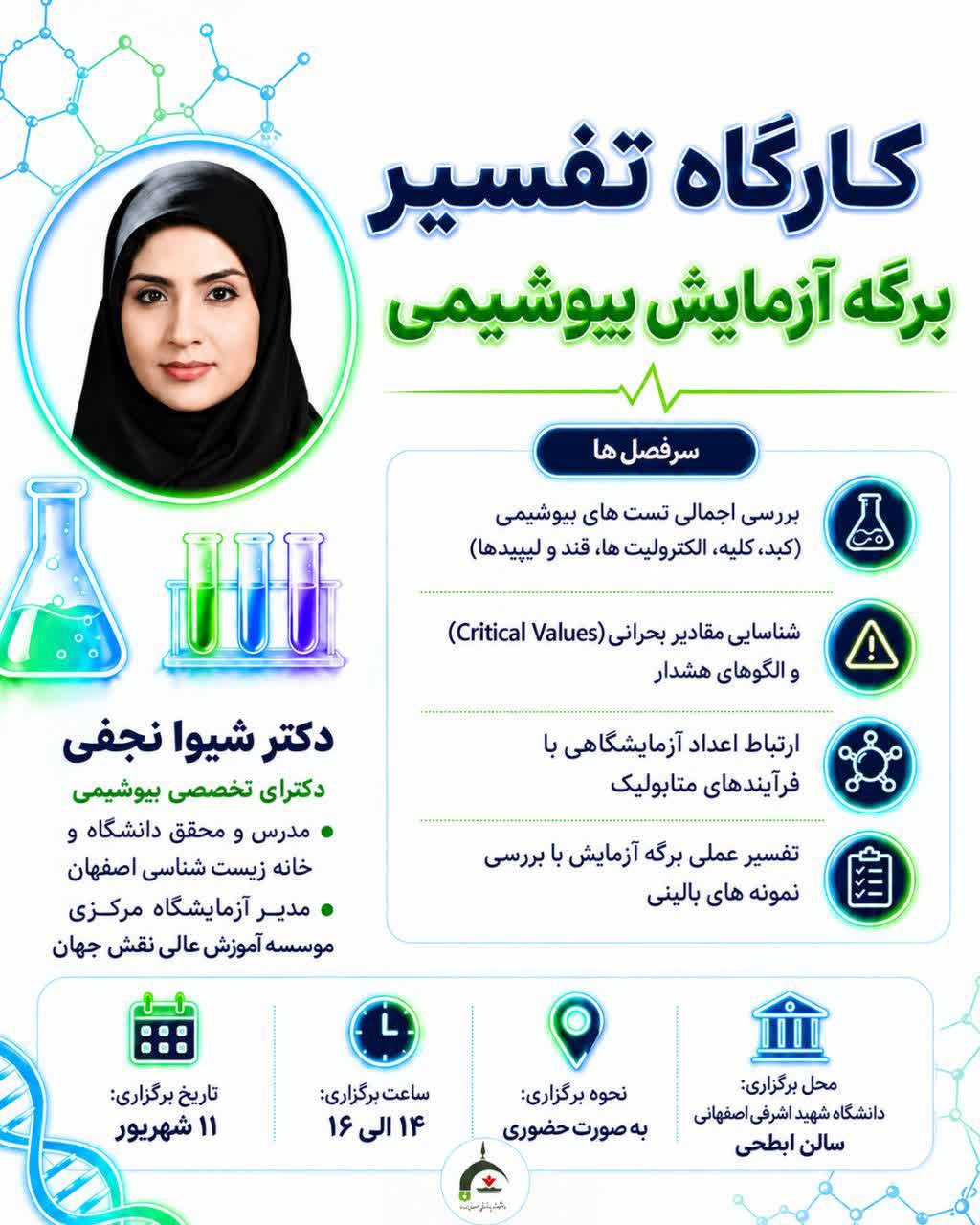 کارگاه آموزشی تخصصی تفسیر برگه آزمایش بیوشیمی