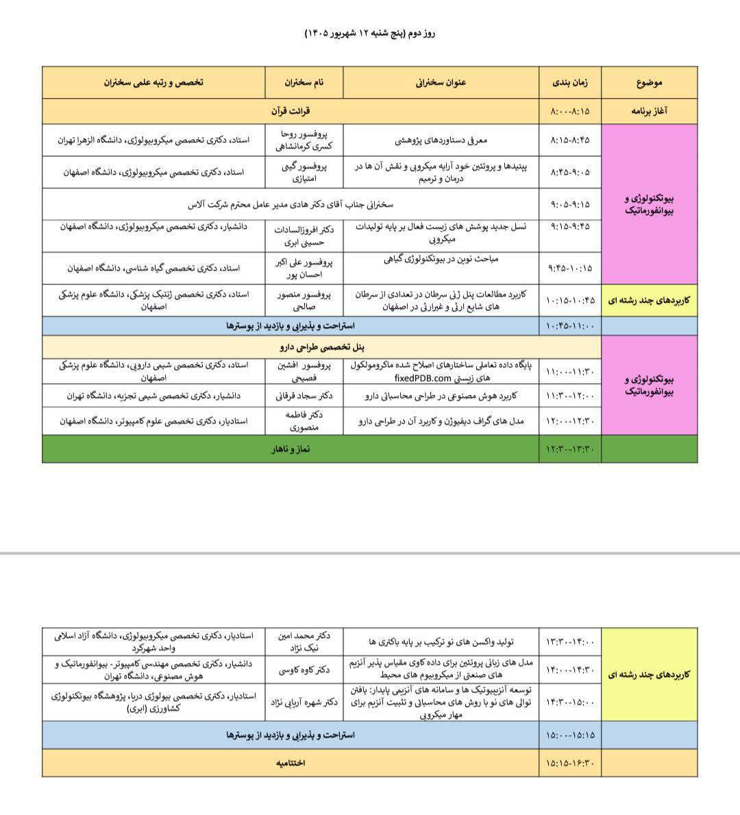 سین برنامه همایش در روز پنج شنبه